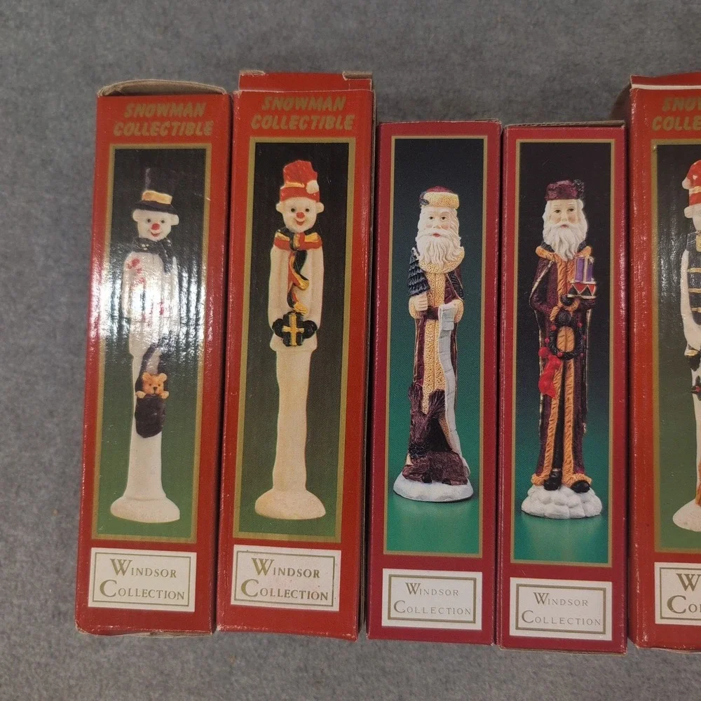 Windsor Collection Christmas Figurines Set 8pc Snowman Santa Resin Vintage Decor - Picture 2 of 3